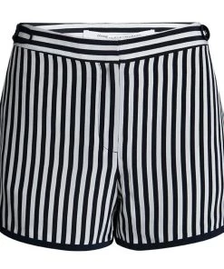 Diane Von Furstenberg Navy Blue And White January Striped Silk Tiffany Print Shorts M For Women