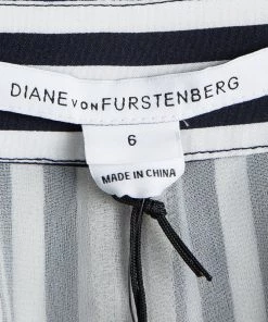 Diane Von Furstenberg Navy Blue And White January Striped Silk Tiffany Print Shorts M For Women -Diane Von Furstenberg shop luxury women diane von furstenberg new clothes p94255 005