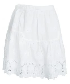 Diane Von Furstenberg White Cotton Sadey Eyelet Skirt XS For Women