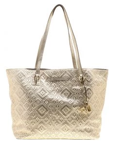 Diane Von Furstenberg Metallic Gold Quilted Leather Ready To Go Tote For Women