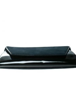 Diane Von Furstenberg Navy Blue/Black Suede And Patent Leather Uptown Clutch For Women -Diane Von Furstenberg shop luxury women diane von furstenberg new handbags p168851 006