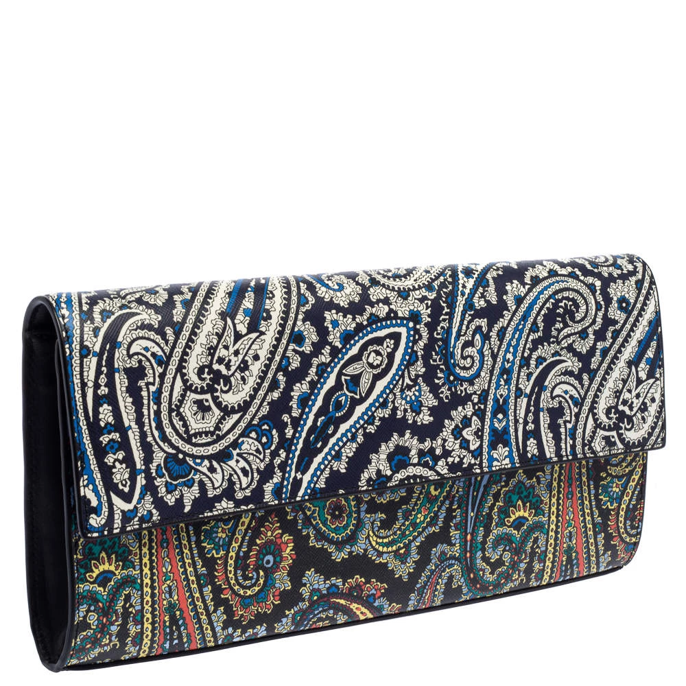 Diane Von Furstenberg Multicolor Paisley Print Leather Flap Clutch For Women 3 Diane Von Furstenberg Multicolor Paisley Print Leather Flap Clutch For Women - Image 3