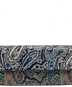 Diane Von Furstenberg Multicolor Paisley Print Leather Flap Clutch For Women