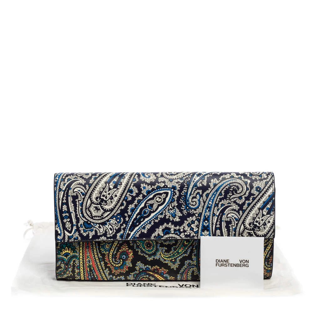 Diane Von Furstenberg Multicolor Paisley Print Leather Flap Clutch For Women 13 Diane Von Furstenberg Multicolor Paisley Print Leather Flap Clutch For Women - Image 13