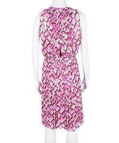 Diane Von Furstenberg Pink Floral Print Pleated Sleeveless Ria Dress L For Women -Diane Von Furstenberg shop luxury women diane von furstenberg used clothes p106248 003