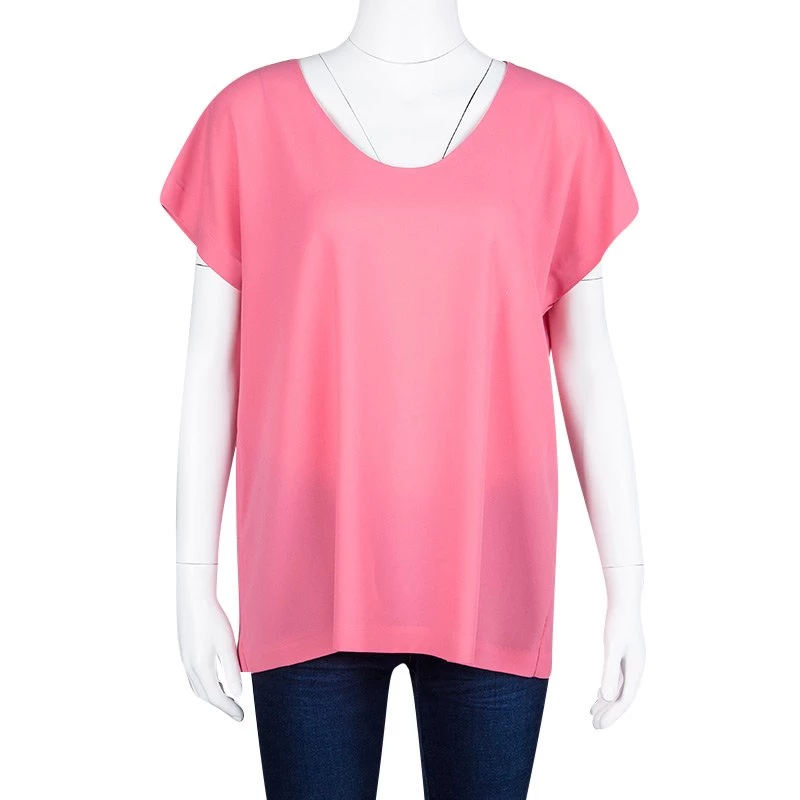 Diane Von Furstenberg Pink Acedia Crepe Top L For Women 2 Diane Von Furstenberg Pink Acedia Crepe Top L For Women - Image 2