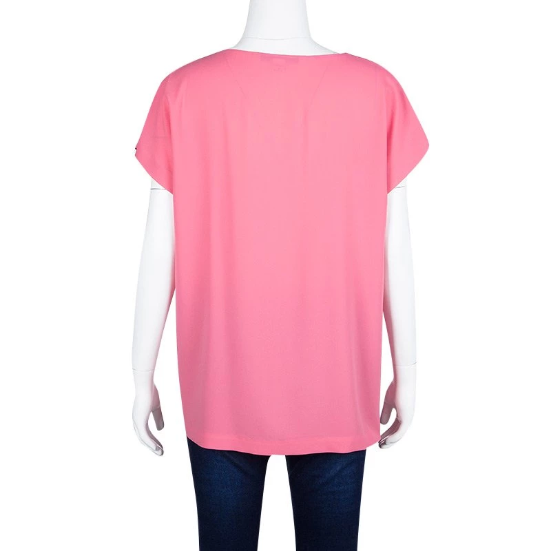 Diane Von Furstenberg Pink Acedia Crepe Top L For Women 3 Diane Von Furstenberg Pink Acedia Crepe Top L For Women - Image 3