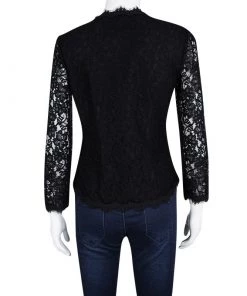 Diane Von Furstenberg Black Scalloped Lace Long Sleeve Bria Blouse S For Women -Diane Von Furstenberg shop luxury women diane von furstenberg used clothes p109730 003