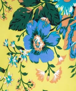 Diane Von Furstenberg Yellow Floral Printed Silk Sleeveless Maxi Dress XS For Women -Diane Von Furstenberg shop luxury women diane von furstenberg used clothes p109840 004