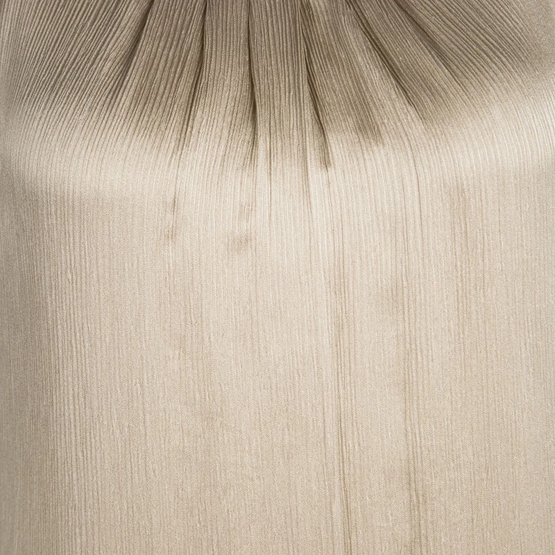 Diane Von Furstenberg Beige Crinkled Silk Tiered Long Sleeve Tiari Dress S For Women 4 Diane Von Furstenberg Beige Crinkled Silk Tiered Long Sleeve Tiari Dress S For Women - Image 4