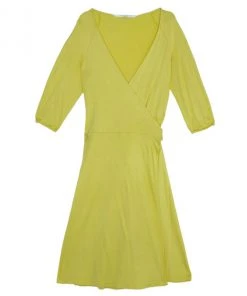 Diane Von Furstenberg Andrina Yellow Wrap Dress L For Women