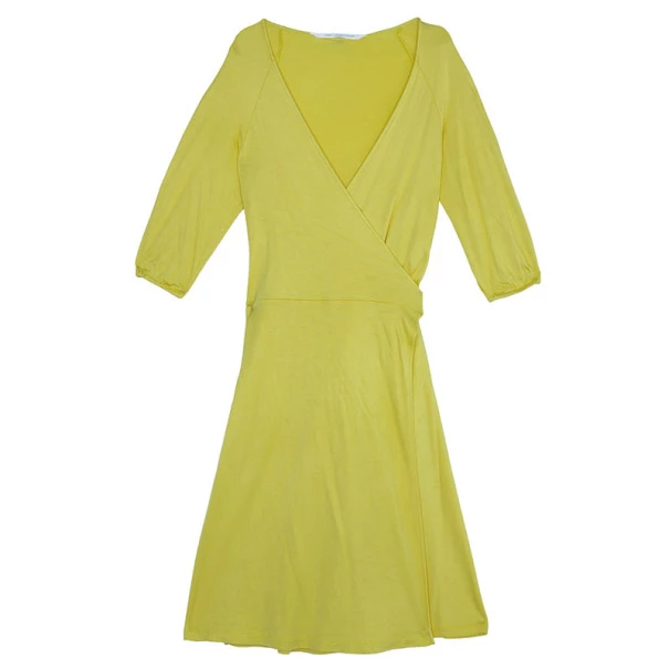 Diane Von Furstenberg Andrina Yellow Wrap Dress L For Women 1 Diane Von Furstenberg Andrina Yellow Wrap Dress L For Women