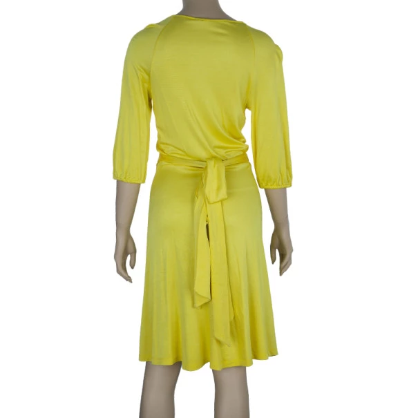 Diane Von Furstenberg Andrina Yellow Wrap Dress L For Women 3 Diane Von Furstenberg Andrina Yellow Wrap Dress L For Women - Image 3