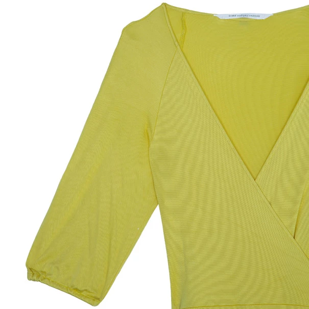 Diane Von Furstenberg Andrina Yellow Wrap Dress L For Women 7 Diane Von Furstenberg Andrina Yellow Wrap Dress L For Women - Image 7