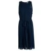 Diane Von Furstenberg Navy Blue Plisse Belted Sleeveless Ria Dress L For Women