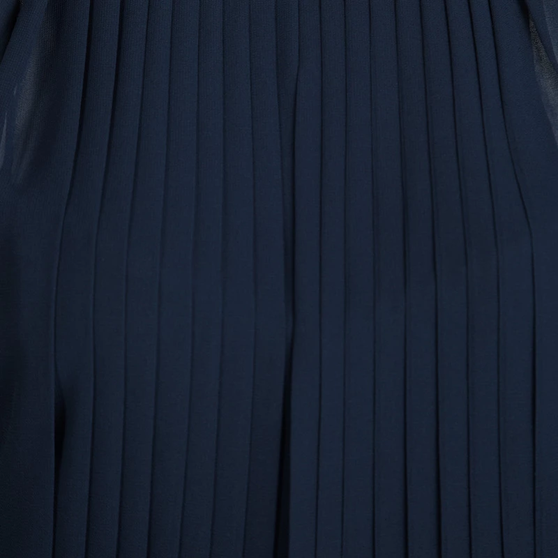 Diane Von Furstenberg Navy Blue Plisse Belted Sleeveless Ria Dress L For Women 4 Diane Von Furstenberg Navy Blue Plisse Belted Sleeveless Ria Dress L For Women - Image 4