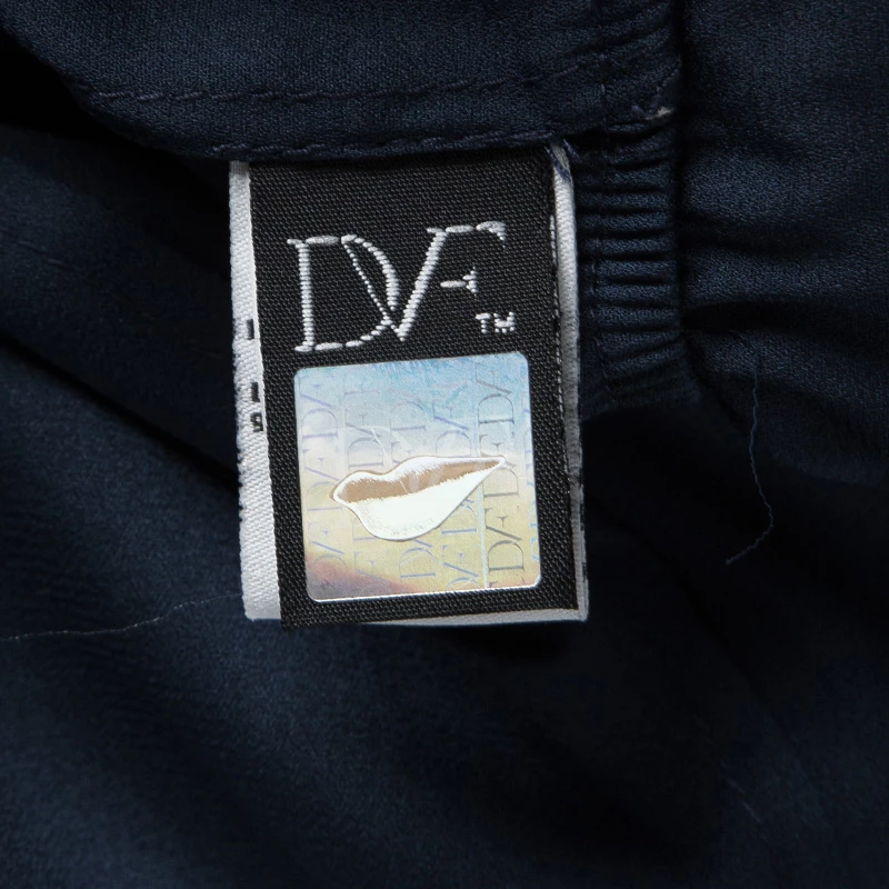 Diane Von Furstenberg Navy Blue Plisse Belted Sleeveless Ria Dress L For Women 5 Diane Von Furstenberg Navy Blue Plisse Belted Sleeveless Ria Dress L For Women - Image 5