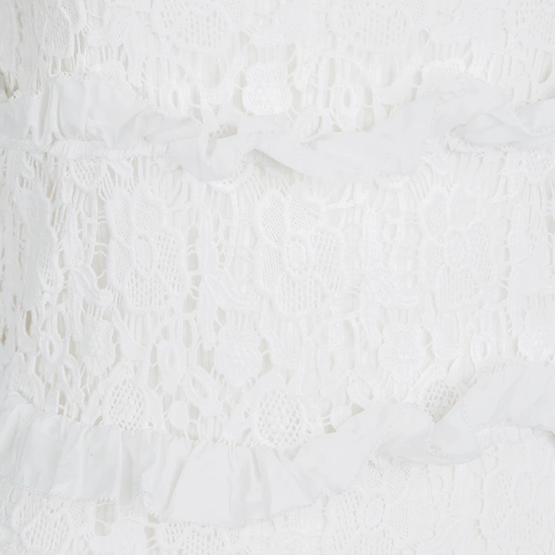 Diane Von Furstenberg White Crochet Lace Ruffle Detail Arcelia Dress S For Women 4 Diane Von Furstenberg White Crochet Lace Ruffle Detail Arcelia Dress S For Women - Image 4