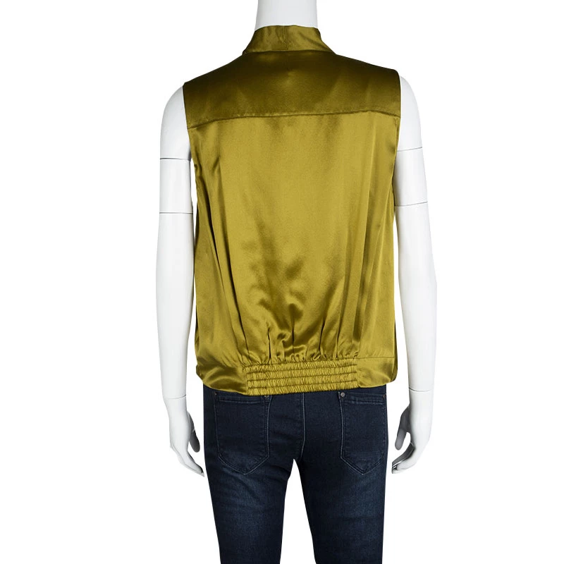 Diane Von Furstenberg Mustard Silk Sleeveless Draped New Issie Top M For Women 3 Diane Von Furstenberg Mustard Silk Sleeveless Draped New Issie Top M For Women - Image 3