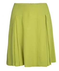 Diane Von Furstenberg Lime Green Pleat Detail Beata Skirt M For Women