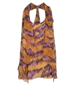Diane Von Furstenberg Multicolor Printed Silk Chiffon Sleeveless Marroca Top XL For Women