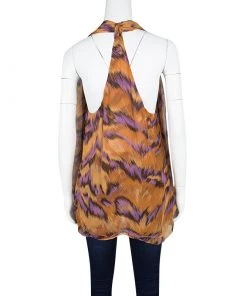 Diane Von Furstenberg Multicolor Printed Silk Chiffon Sleeveless Marroca Top XL For Women -Diane Von Furstenberg shop luxury women diane von furstenberg used clothes p118000 0003