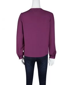 Diane Von Furstenberg Purple Silk Long Sleeve Florane Blouse S For Women -Diane Von Furstenberg shop luxury women diane von furstenberg used clothes p118266 003