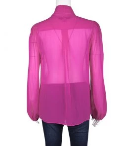 Diane Von Furstenberg Pink Silk Tie Detail Long Sleeve Jezebel Blouse L For Women -Diane Von Furstenberg shop luxury women diane von furstenberg used clothes p118543 0003