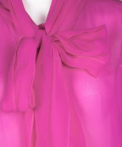 Diane Von Furstenberg Pink Silk Tie Detail Long Sleeve Jezebel Blouse L For Women -Diane Von Furstenberg shop luxury women diane von furstenberg used clothes p118543 0004