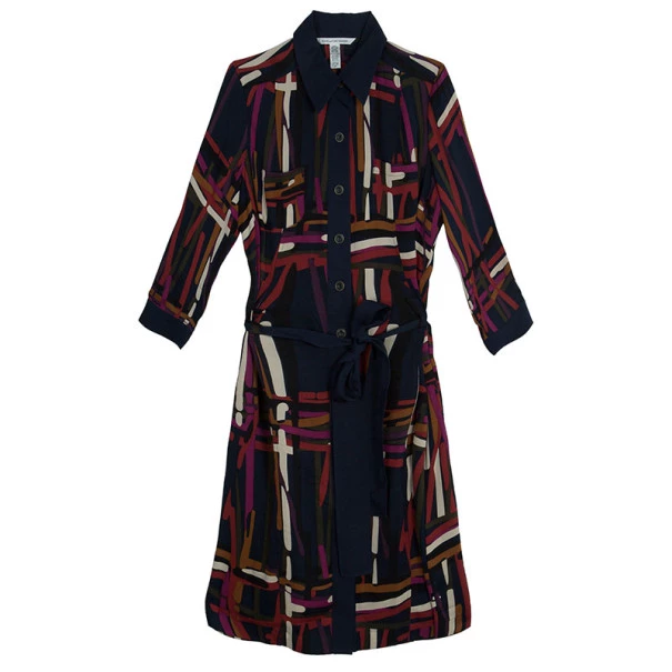 Diane Von Furstenberg 'Calzare' Geometric Print Shirt Dress L For Women 1 Diane Von Furstenberg 'Calzare' Geometric Print Shirt Dress L For Women