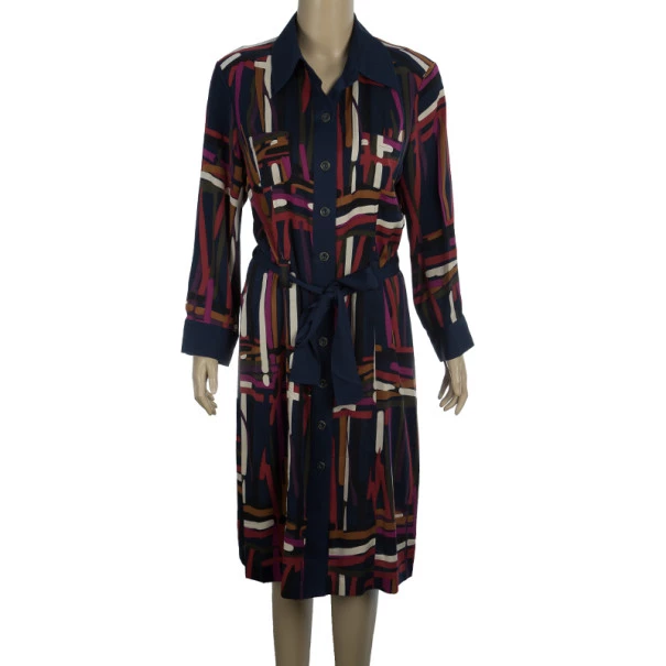 Diane Von Furstenberg 'Calzare' Geometric Print Shirt Dress L For Women 2 Diane Von Furstenberg 'Calzare' Geometric Print Shirt Dress L For Women - Image 2