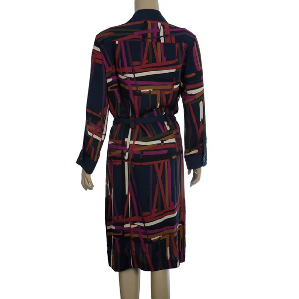 Diane Von Furstenberg 'Calzare' Geometric Print Shirt Dress L For Women 3 Diane Von Furstenberg 'Calzare' Geometric Print Shirt Dress L For Women - Image 3