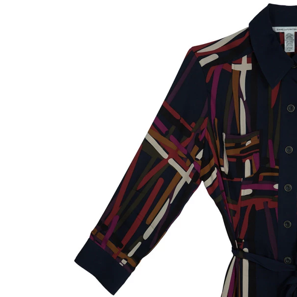 Diane Von Furstenberg 'Calzare' Geometric Print Shirt Dress L For Women 5 Diane Von Furstenberg 'Calzare' Geometric Print Shirt Dress L For Women - Image 5