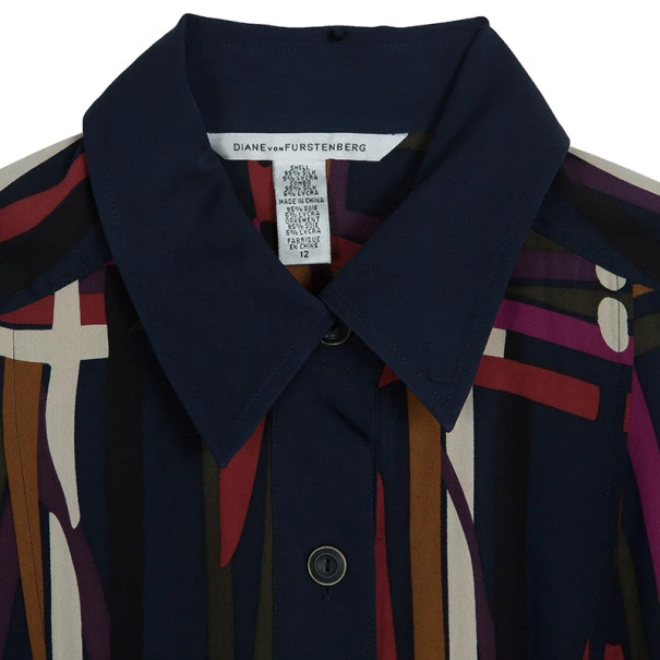 Diane Von Furstenberg 'Calzare' Geometric Print Shirt Dress L For Women 7 Diane Von Furstenberg 'Calzare' Geometric Print Shirt Dress L For Women - Image 7