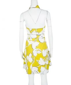 Diane Von Furstenberg Yellow And White Eden Garden Tenner Floral Print Halter Dress S For Women -Diane Von Furstenberg shop luxury women diane von furstenberg used clothes p119882 003