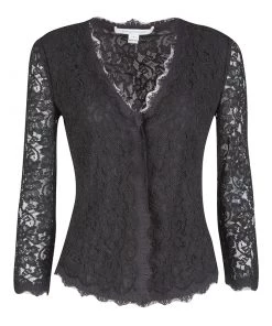 Diane Von Furstenberg Black Floral Lace Bria Cardigan S For Women