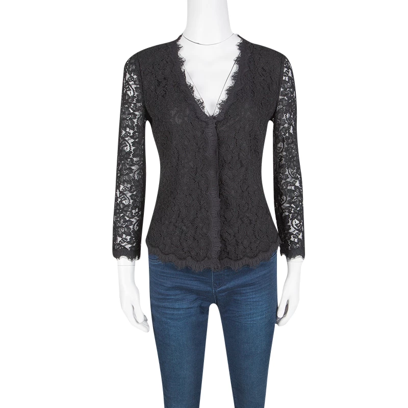 Diane Von Furstenberg Black Floral Lace Bria Cardigan S For Women 2 Diane Von Furstenberg Black Floral Lace Bria Cardigan S For Women - Image 2