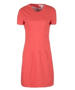 Diane Von Furstenberg Atomic Orange Fitted Short Sleeve Yazmine Dress S For Women