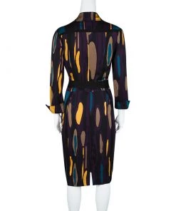 Diane Von Furstenberg Purple Printed Silk Belted Leja Shirt Dress L For Women -Diane Von Furstenberg shop luxury women diane von furstenberg used clothes p129379 003
