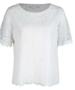 Diane Von Furstenberg White Lace Brylee Scalloped Top And Belita Skirt Set S For Women