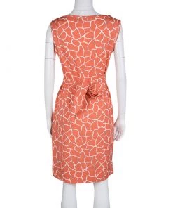 Diane Von Furstenberg Orange And White Printed New Della Dress M For Women -Diane Von Furstenberg shop luxury women diane von furstenberg used clothes p131551 0003