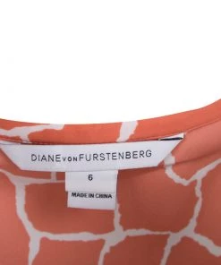 Diane Von Furstenberg Orange And White Printed New Della Dress M For Women -Diane Von Furstenberg shop luxury women diane von furstenberg used clothes p131551 0007