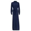 Diane Von Furstenberg Midnight Blue Silk Amina Belted Maxi Shirt Dress M For Women