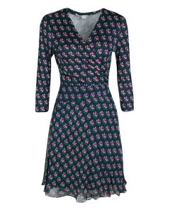 Diane Von Furstenberg Navy Blue Zen Floral Print Irina Wrap Dress L For Women