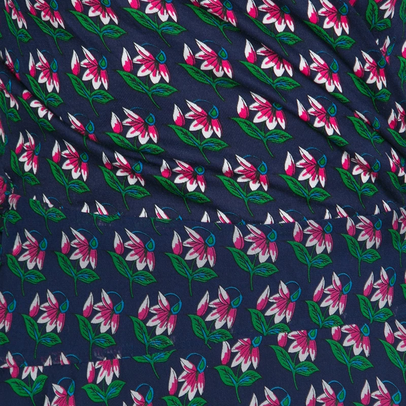 Diane Von Furstenberg Navy Blue Zen Floral Print Irina Wrap Dress L For Women 4 Diane Von Furstenberg Navy Blue Zen Floral Print Irina Wrap Dress L For Women - Image 4