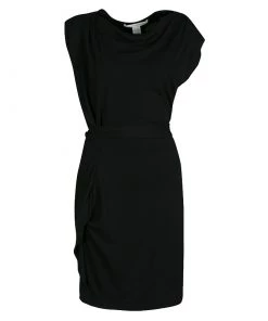 Diane Von Furstenberg Black Cowl Neck Waist Tie Detail Phiala Dress M For Women