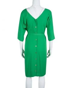 Diane Von Furstenberg Green Silk Long Sleeve Belted Maja Dress S For Women -Diane Von Furstenberg shop luxury women diane von furstenberg used clothes p139485 0003