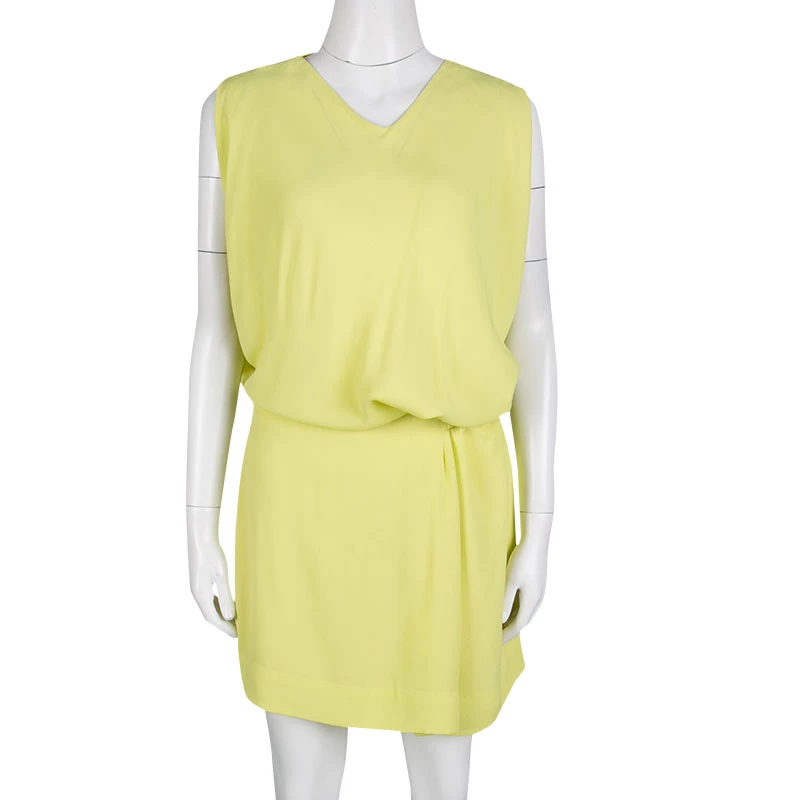 Diane Von Furstenberg Yellow Sleeveless Drop Waist Belted Gagon Dress S For Women 2 Diane Von Furstenberg Yellow Sleeveless Drop Waist Belted Gagon Dress S For Women - Image 2