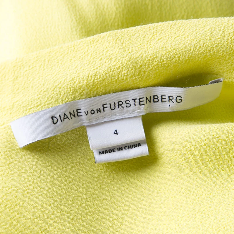 Diane Von Furstenberg Yellow Sleeveless Drop Waist Belted Gagon Dress S For Women 6 Diane Von Furstenberg Yellow Sleeveless Drop Waist Belted Gagon Dress S For Women - Image 6