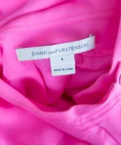 Diane Von Furstenberg Neon Pink Silk Mandarin Collar Long Sleeve Baire Top S For Women -Diane Von Furstenberg shop luxury women diane von furstenberg used clothes p141174 0006